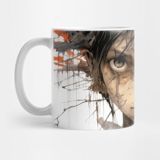 Mysterious Young Woman: A Young Woman Focused Forward Mug